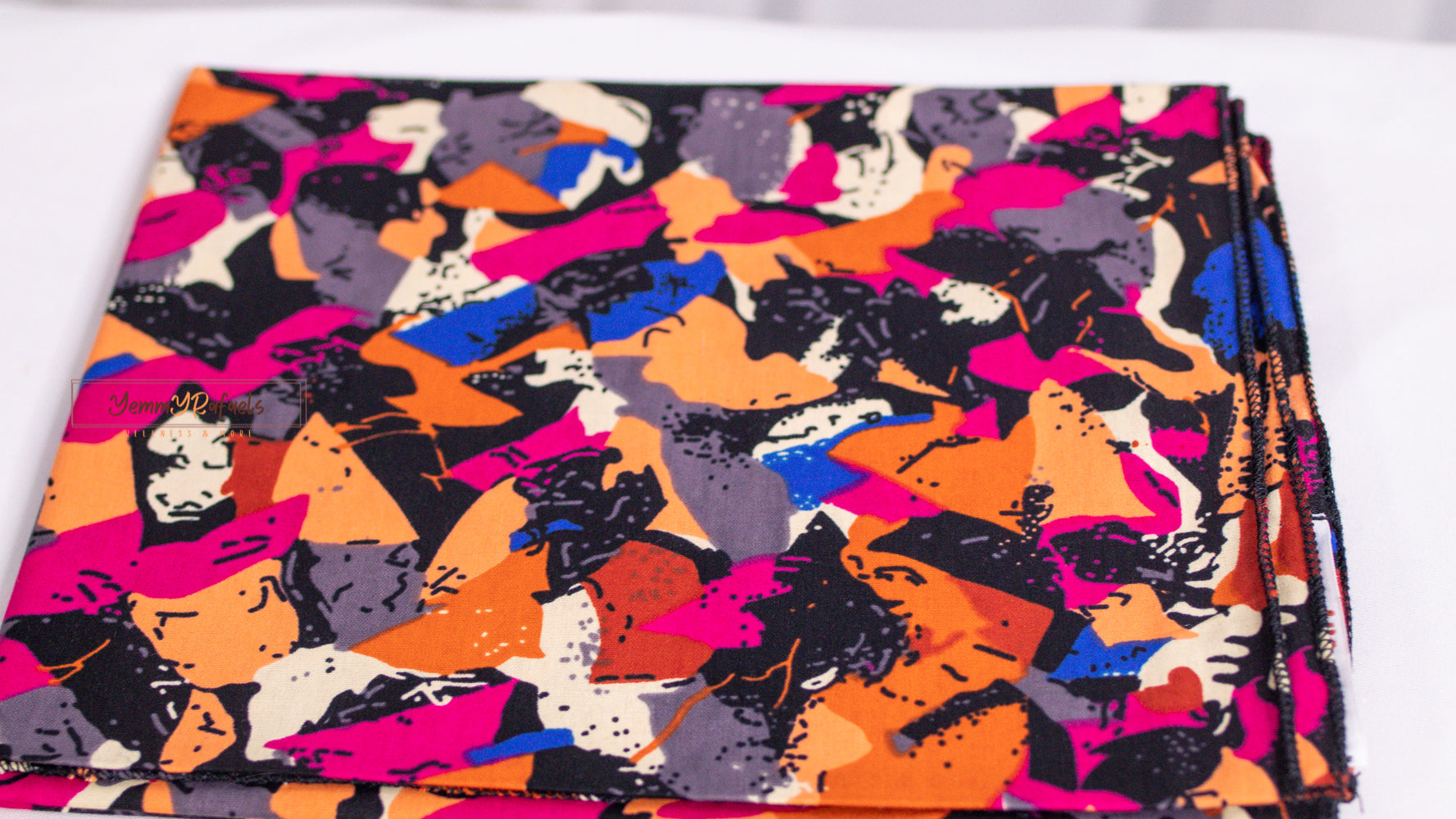 African Print Head Wrap Multicolored Pink and Orange